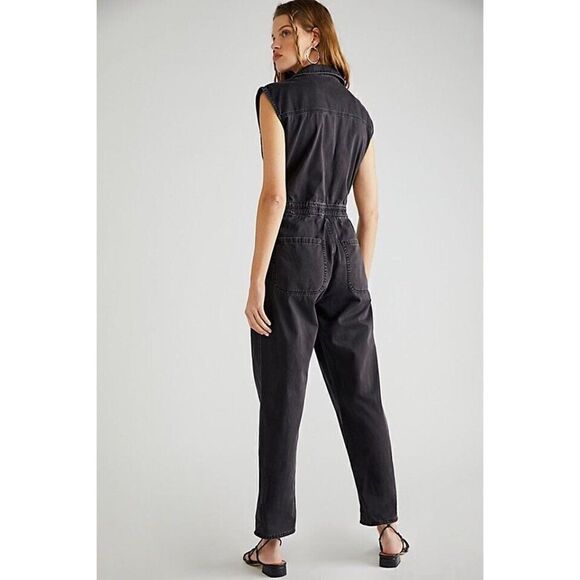 NWT FREE PEOPLE Sz M ONETEASPOON OLIVIA AVIATOR JUMPSUIT IN BLACK - Picture 3 of 4